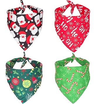 4 Pack Dog Bandana Christmas Pet Scarf Triangle Bibs Kerchief Set Pet Costume Accessories Decoration for Small Medium Large Dogs Cats Pets (Style 1)