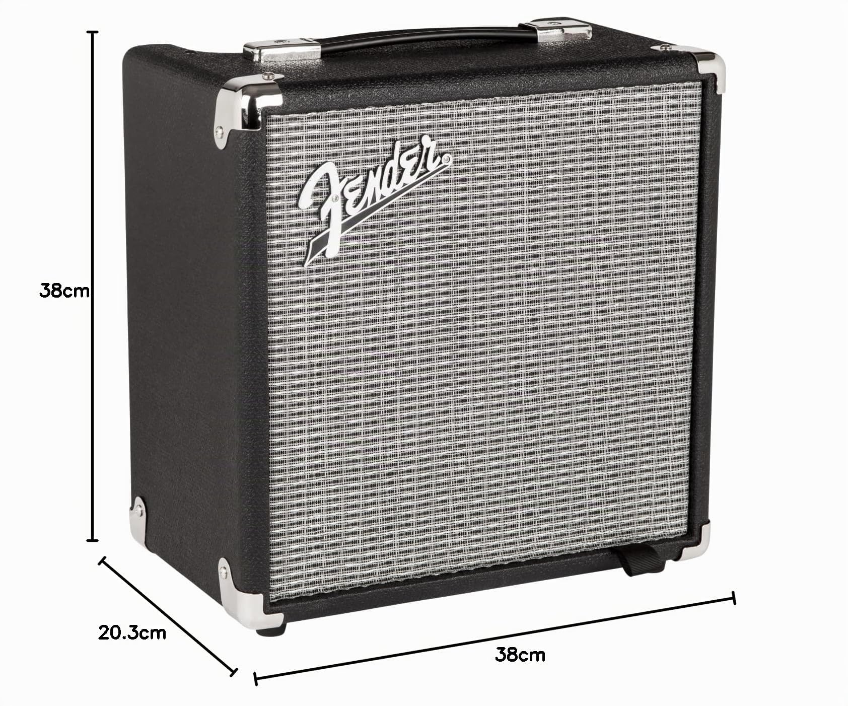 Fender Rumble 15 – Amplificatore per Basso Elettrico, 15W, Compatto e Portatile, Nero/Argento, con Equalizzatore a 3 Bande e Uscita per Cuffie