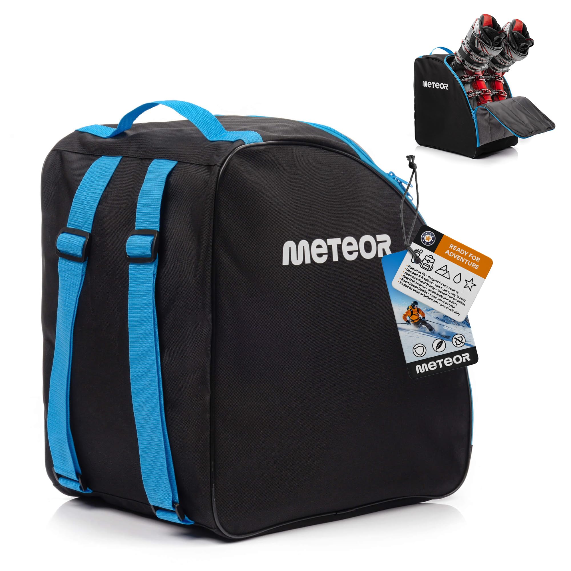 meteor Skischuhtasche Kompakte Boot Bag für Skischuhe & Handschuhe - Wasserfeste Skischuh-Tasche Ideal für Skiurlaub und Wintersport - Leicht langlebig und ideal für Reisen Stiefeltasche