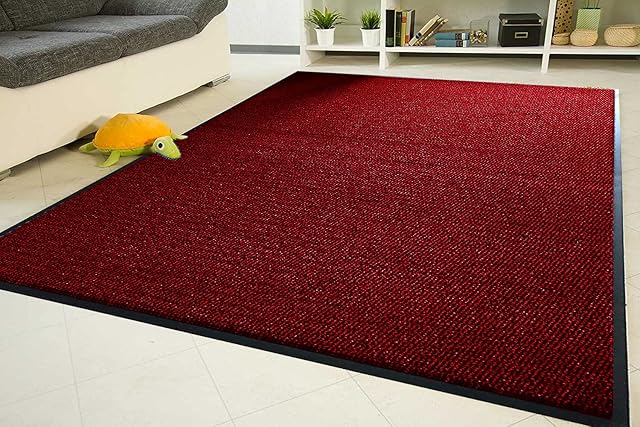 Extra Large Big Dark Red Hardwearing Heavy Duty Black PVC Edge Pile Top Rubber Barrier Entrance Door Kitchen Utility Dust Floor Long Short Narrow Hall Hallway Runners Mats Rugs 60cm x 180cm