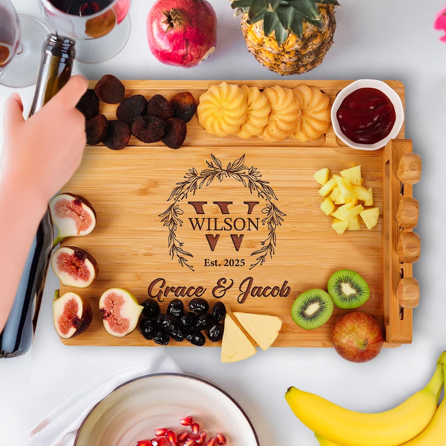 Personalized Charcuterie Board - Wedding Board, Engagement, Anniversary, Bridal Shower, Housewarming Gifts for Couples 2026 – Custom Charcuterie Boards with Knife Set, Personalized Cutting Board