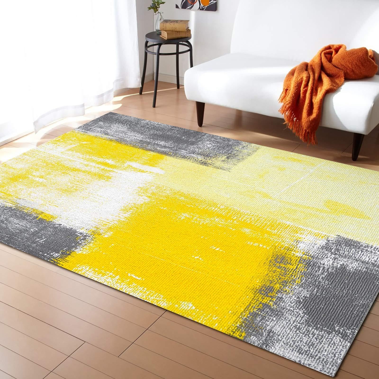 Tapis géométrique abstrait lavable et antidérapant pour éviter les taches