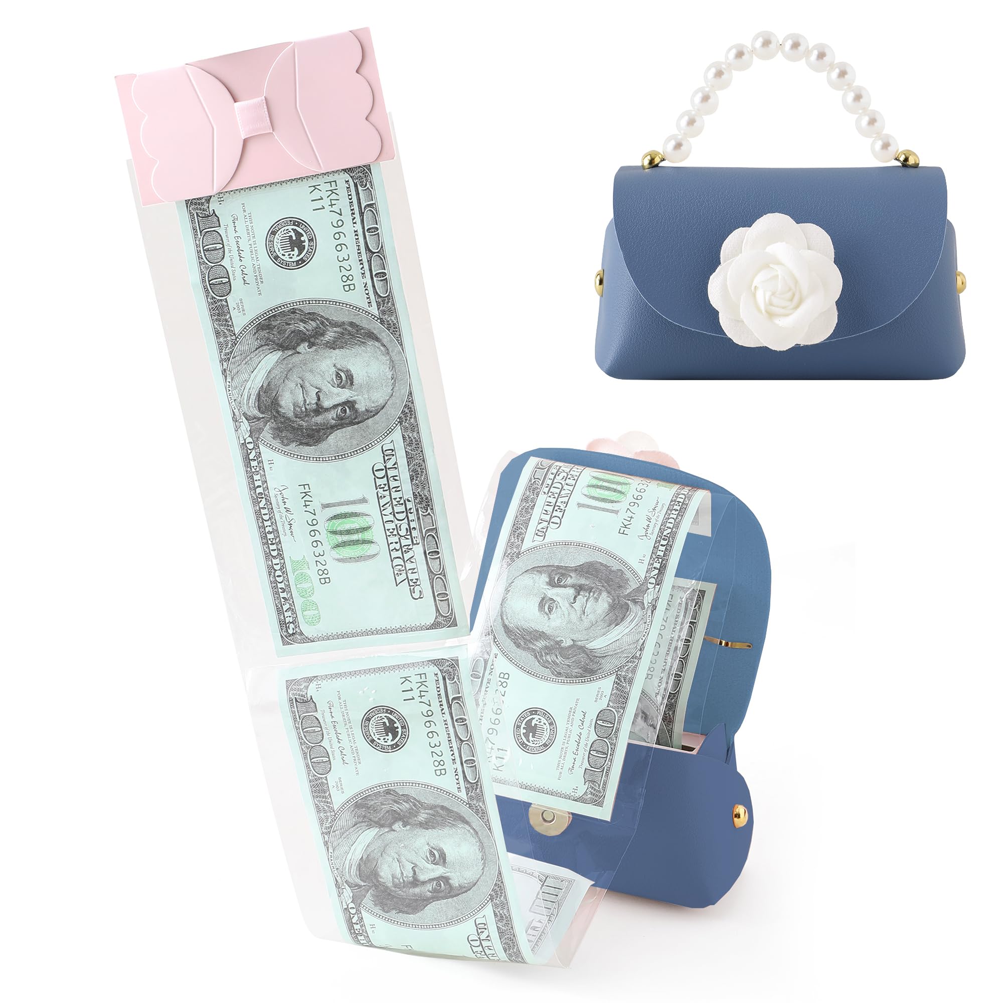 Litvana DIY Money Surprise Box - Mini Rose Money Pull Cash Box for Birthday, Anniversary, Gifts Blue