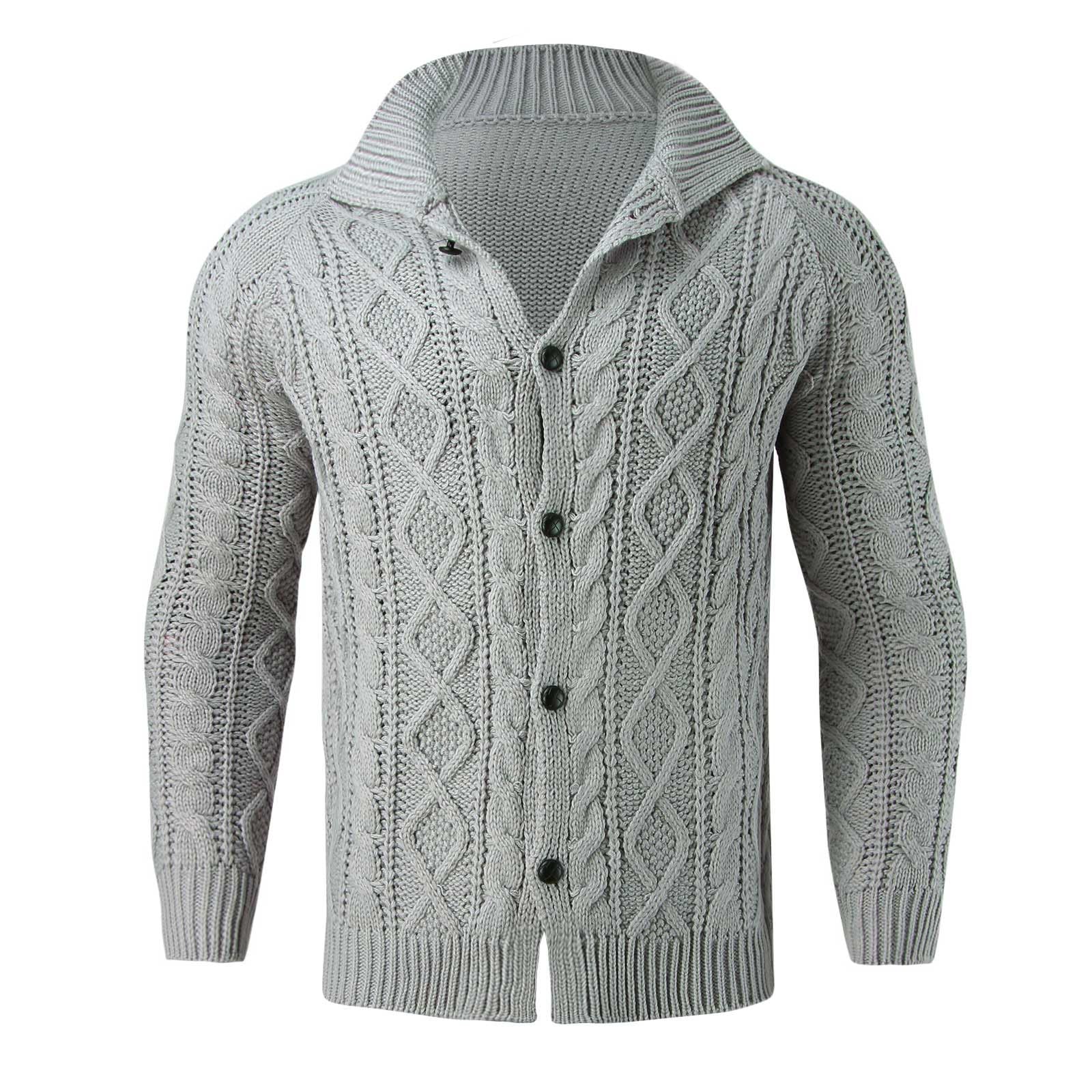 Cardigans Hombre Invierno, Botones para Chaqueta Hombre con Cuello Jersey Elástico Manga Larga De Punto con Botones Elegante Y Ajustado Suéter Ligero Y Cárdigan para Otoño Invierno