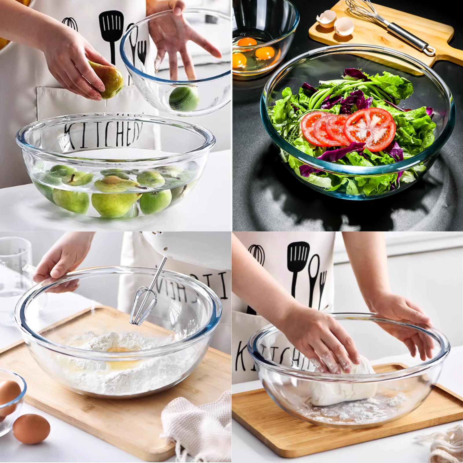 Extra große Glasschale für Sauerteigbrot, Glas-Rührschüssel für Sauerteigbrot mit Deckel, Backbehälter für Küche, Kühlschrank, Organisation