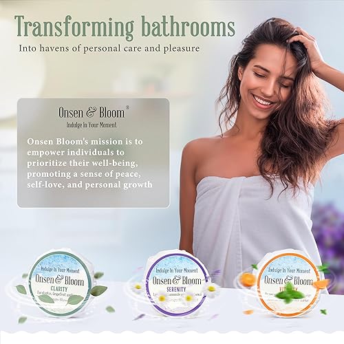 Miniatura 3 de Onsen & Bloom Vaporizadores de ducha  Refrescantes bombas de ducha aromaterapia con aceites esenciales, caja de 6 vaporizadores de ducha, 2 tabletas