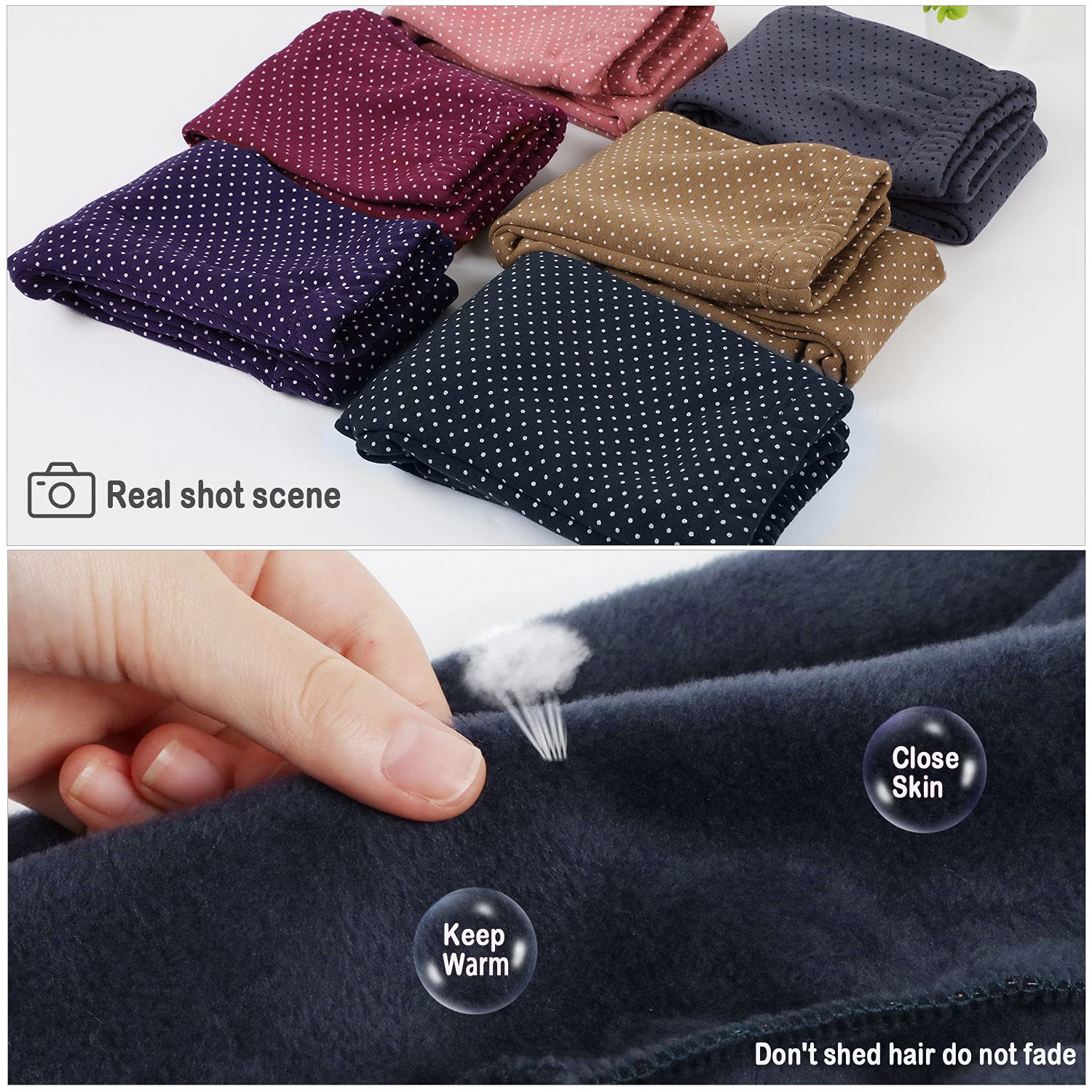 Leggings Niñas Pantalones de Lana Pantalones Largos Elásticos Medias Cálidos de Invierno para Niños Wave Point