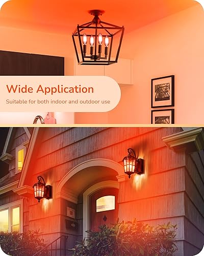 Miniatura 8 de EDISHINE Bombilla regulable naranja, equivalente a 5 W, bombilla LED C35 de filamento C35, paquete de 6 enchufes E12, bombilla Edison de vidrio