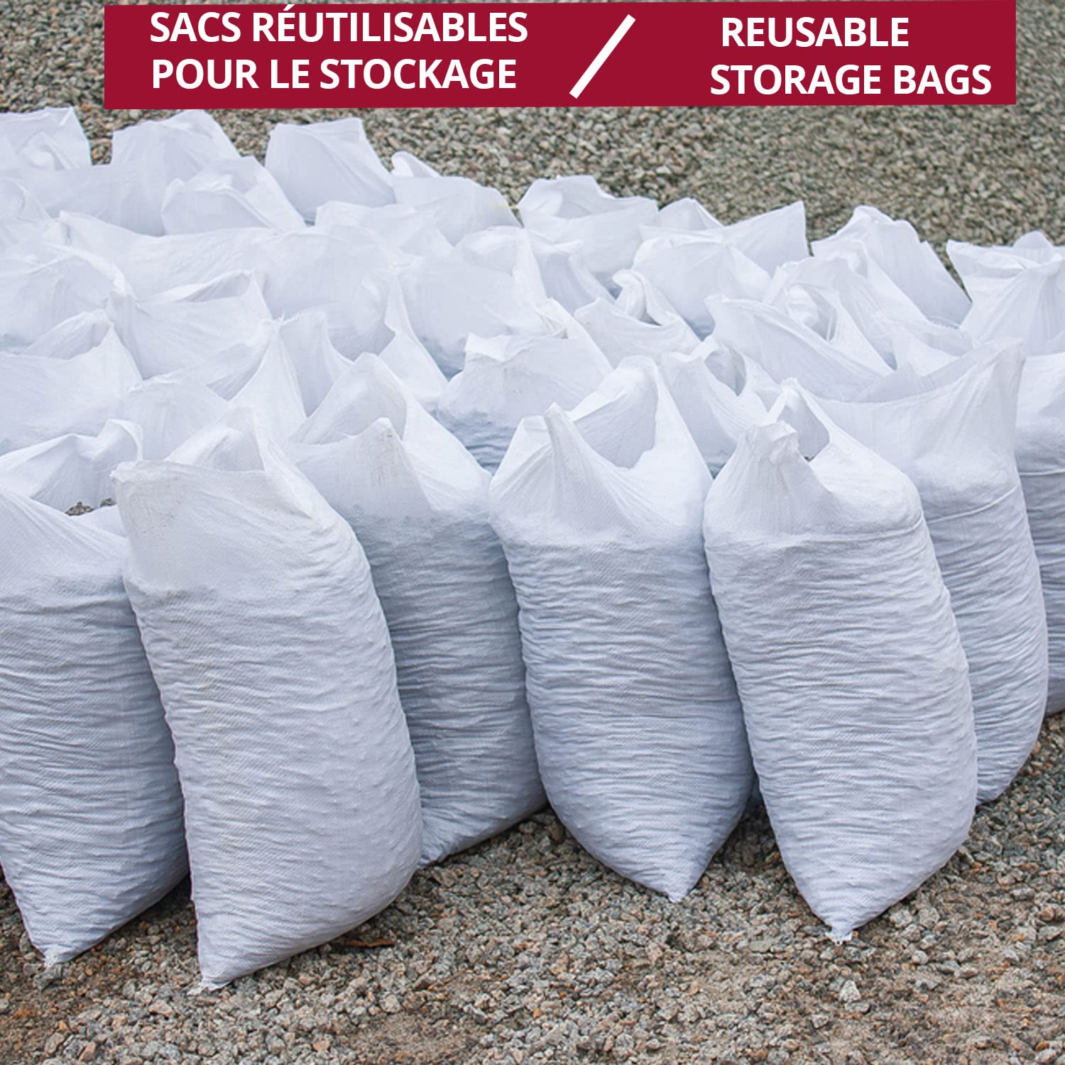 SKIR'CO (5 Pezzi) Sacchi In Tessuto PP Bianco 60 X 100 Cm, Polipropilene Per Costruttore Di Macerie E Smaltimento Rifiuti - Foto 4