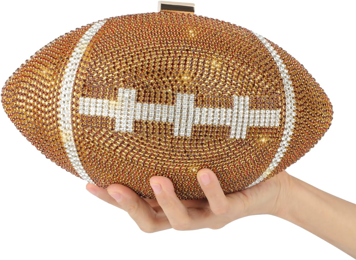 Rhinestone Football Shaped Rugby Quirky Bag Crystal Cross Body Purse Bling Shoulder Handbag for Women