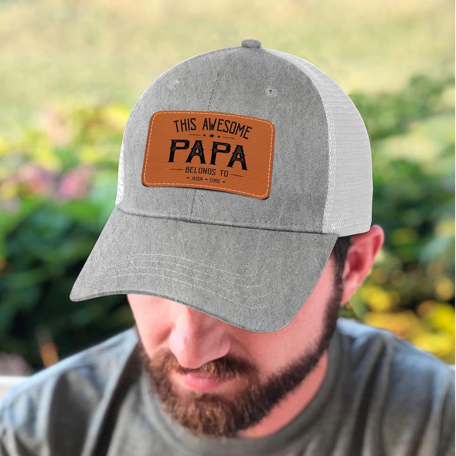 GABITA Personalized Dad Papa Hat, Custom Dad Grandpa Leather Patch Cap, Fathers Day Cap for Men, Daddy Hat Gifts - Image 6