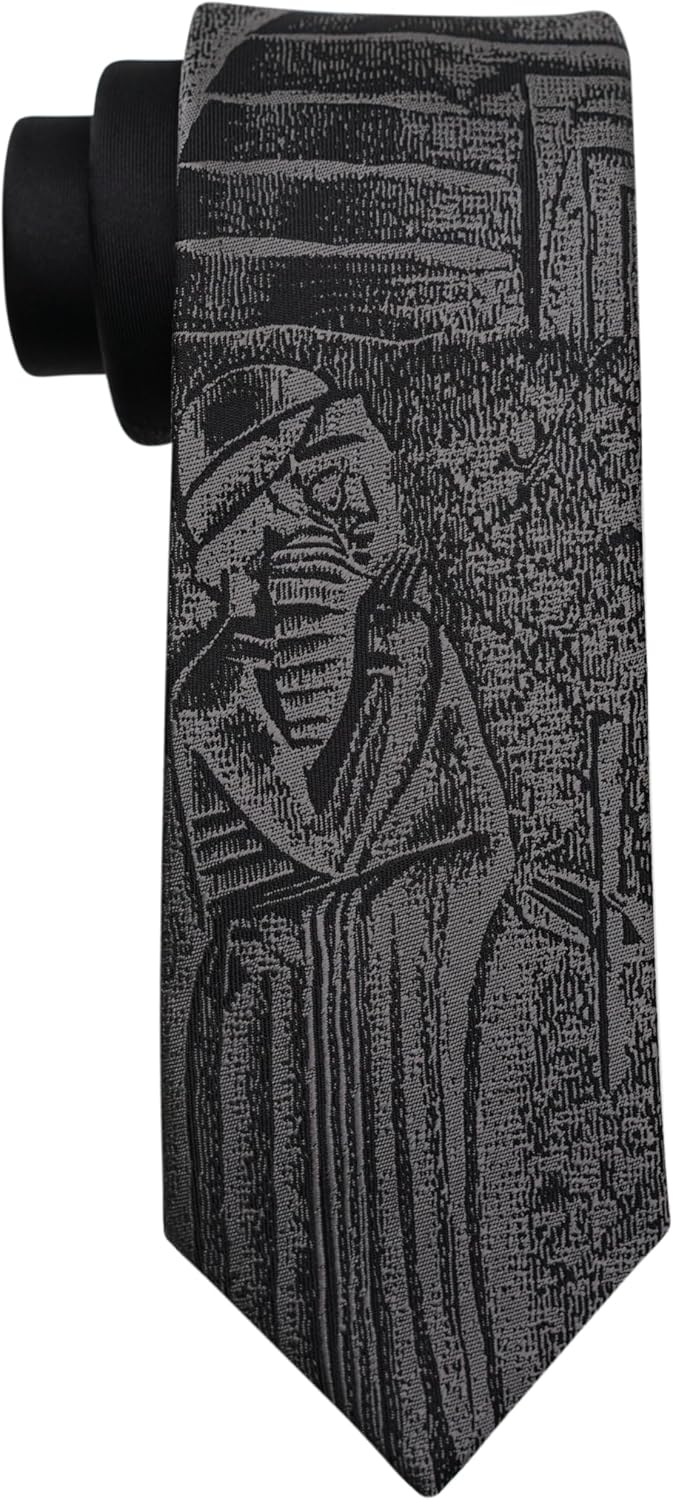 Jacquard Woven Designer Tie, Black Necktie for Men with Gift Box