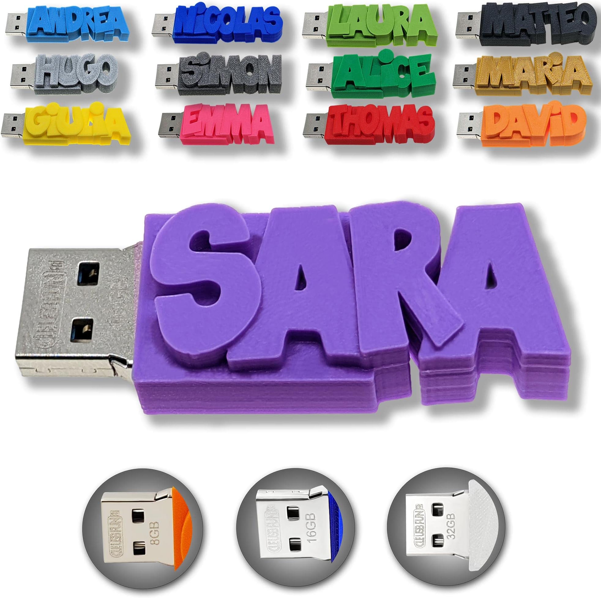 Personalised USB Sticks with Name, Date, Message - USB 3.0-8GB, 16GB or 32GB - Birthday Gift, Wedding Photo Storage Gift, Business Promotional Gift