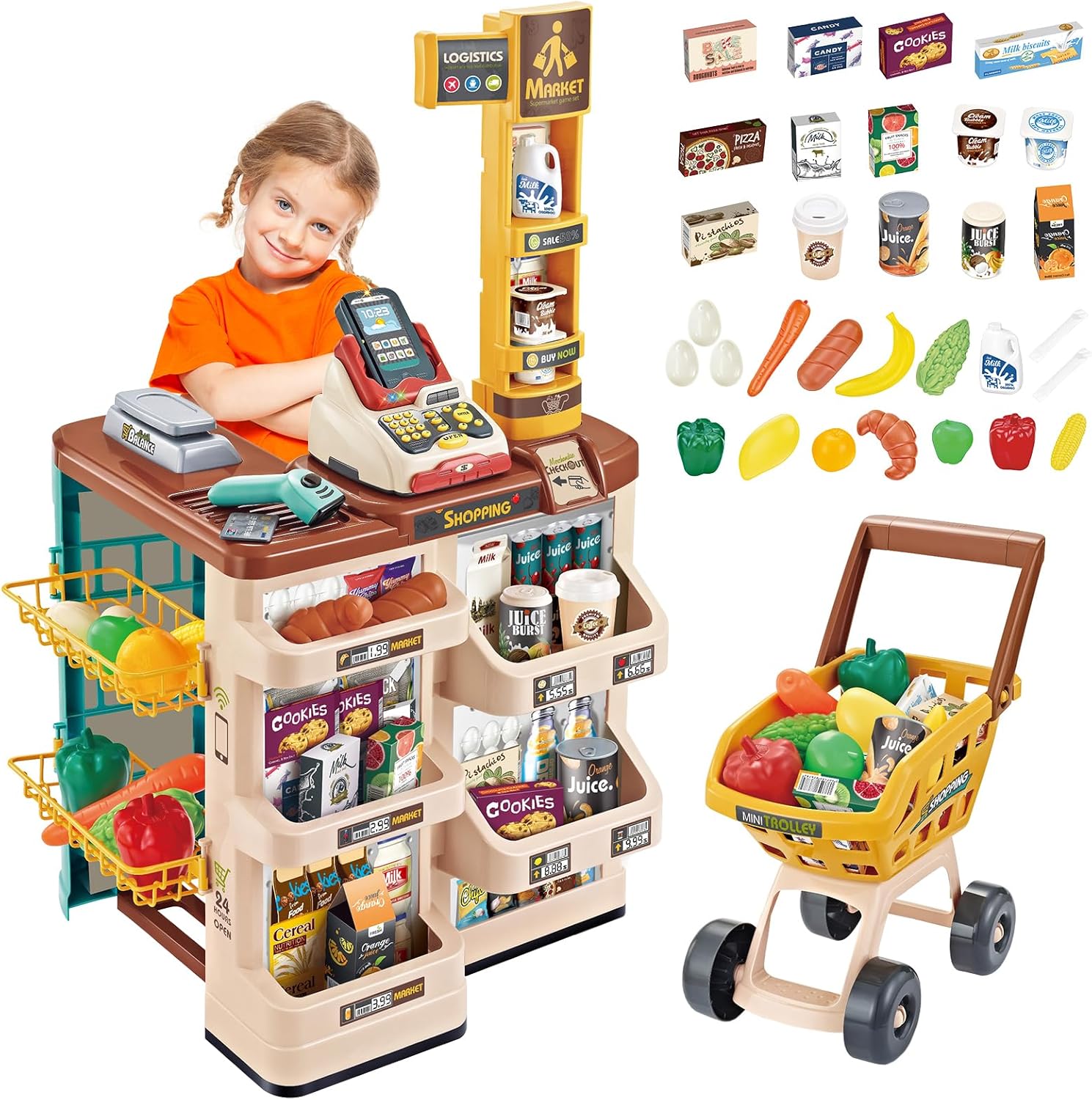 deAO Kids Supermarket Set Role Play Superstore Shop Toys