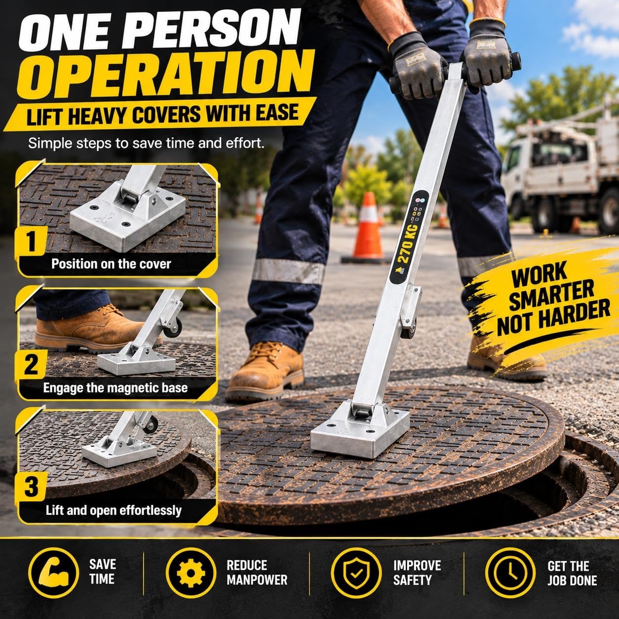 Levantador De Cubierta Con Manija En T, Extractor De Base Magnética