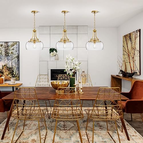 Miniatura 8 de WUZUPS Candelabro rústico rústico industrial redondo para techo, lámpara LED con pantallas de vidrio transparente para comedor, cocina, isla,