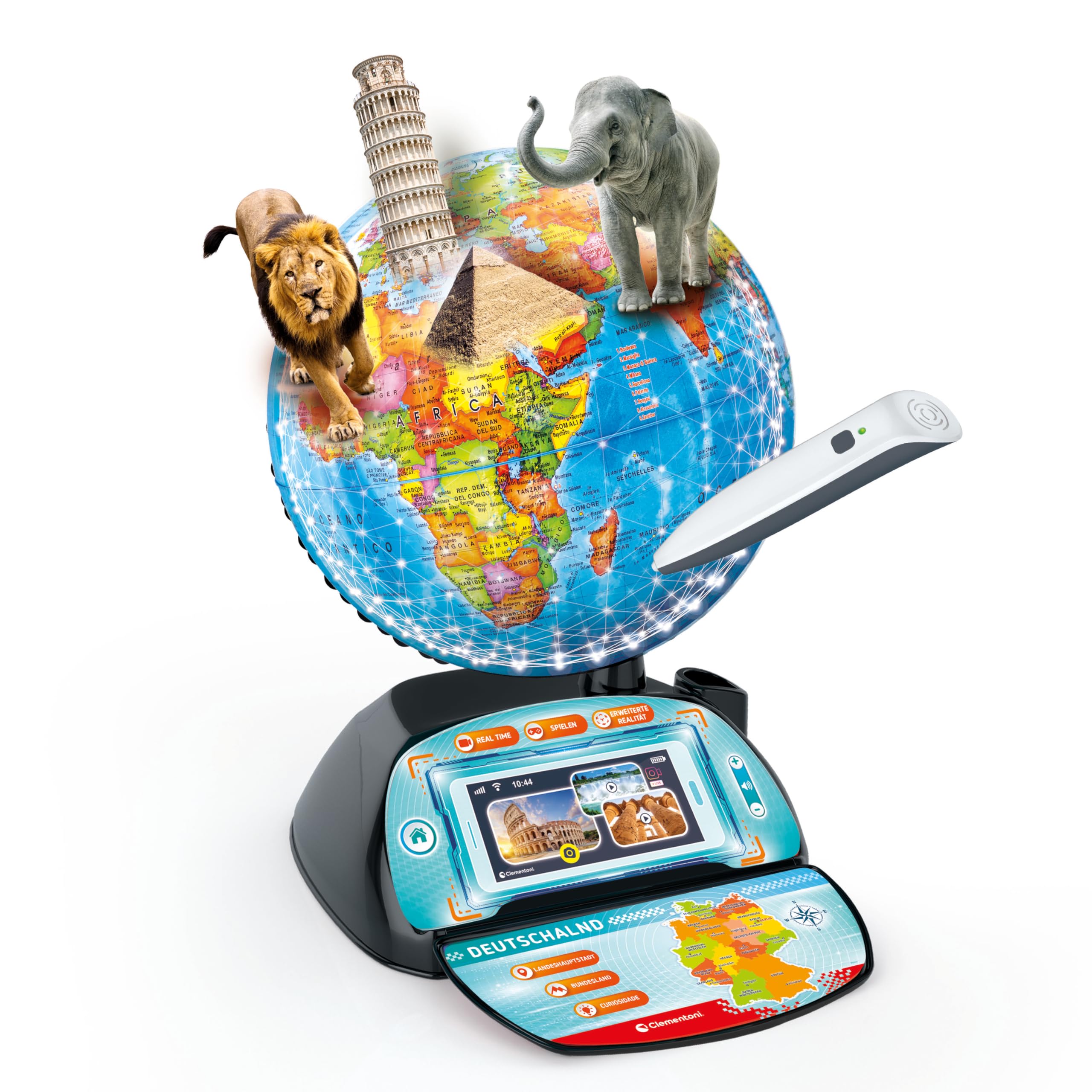 Clementoni Digitaler Globus Real-Time - Kinderglobus für Kinder ab 7 Jahren | Interaktive Weltkugel zum Lernen & Spielen 59364