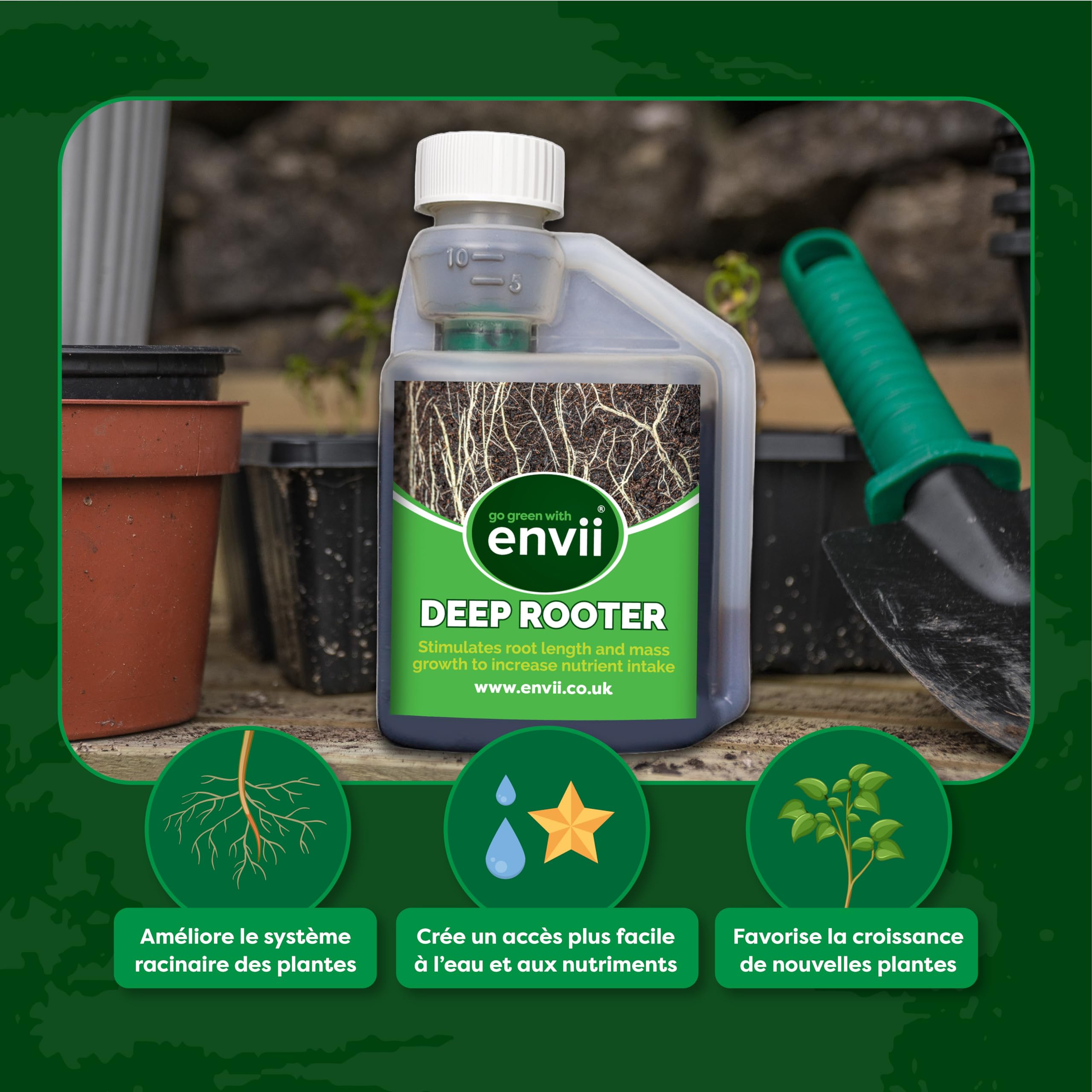 Envii Deep Rooter - Traitement Des Racines de Plantes et Stimulant Qui Augmente la Taille et la Masse des Racines de Plantes (250ml Concentré)