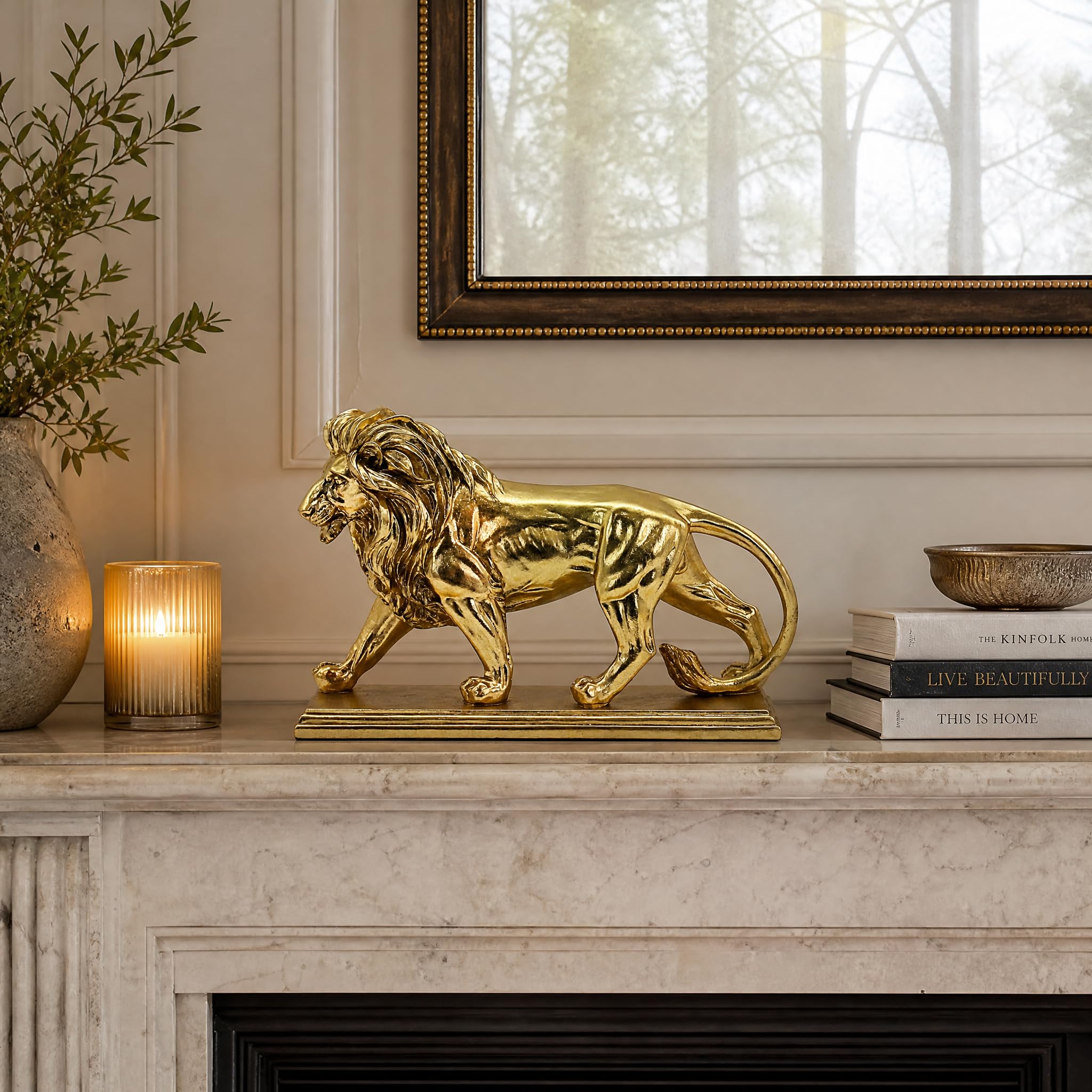 Decorazione per la casa, scultura decorativa a forma di leone dorato, decorazione creativa per mensole, soggiorno, libreria, scrivania da ufficio, regalo unico per altri