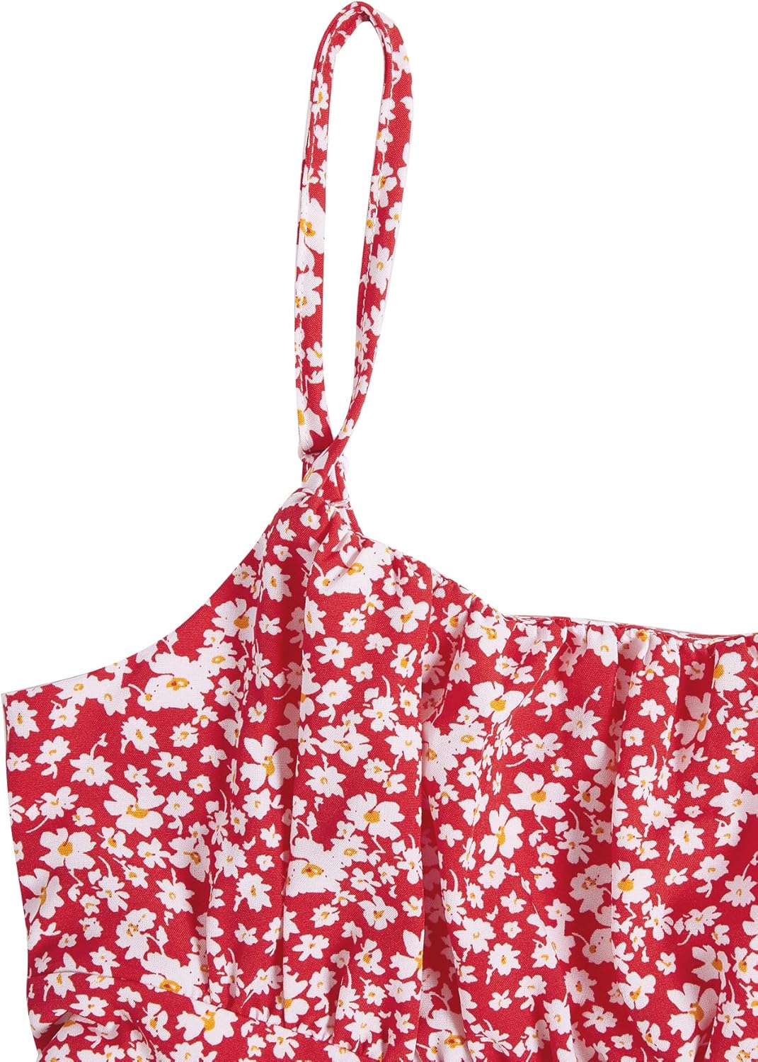 Floerns Girl's Floral Print Sleeveless Ruched Ruffle Hem A Line Cami Short Dress - Image 4