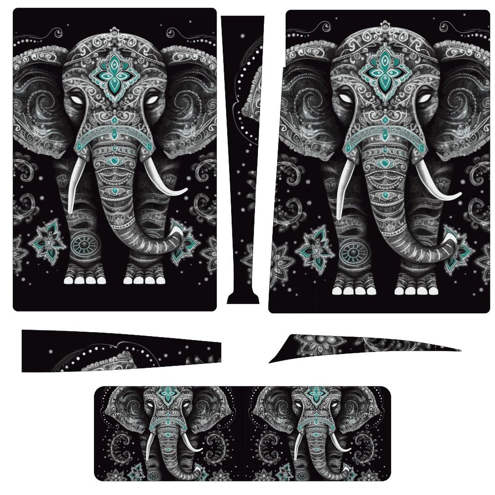 Juego completo de adhesivos de vinilo para consola y controlador de PS5, diseño de elefante loto indio vintage