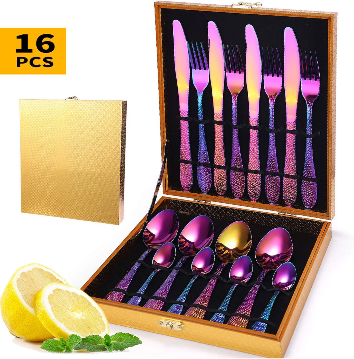 Cutlery Set 16 Piece Elegant Life Stainless Steel Flatware Silverware Service for 4 Knife Fork Spoon Set Ideal for Home/Camping/Party Easy Clean Dishwasher Safe Silver