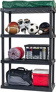 IRIS USA 4-Tier Shelving Unit, 56" Fixed Height, Large Storage Organizer for Home, Garage, Basement, Shed and Laundry Room, 36"W x 18"D x 56"H, Made with Recycled Materials, Black