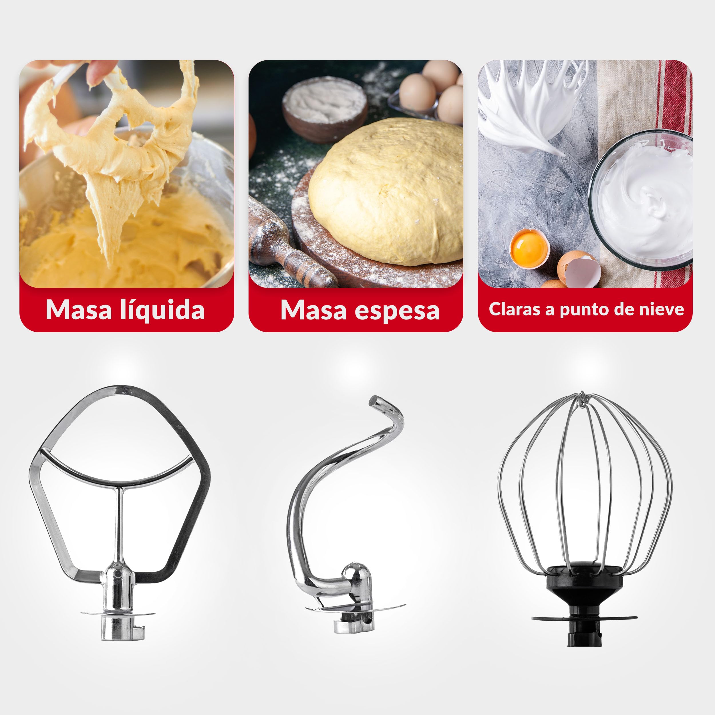 LEHMANN Robot De Cocina Multifuncion 3 en 1, Batidora Amasadora con Función Picadora De Carne y Batidora, 5.5L Bol, 1,5L Jarra, 6 Funciones de Regulación y Pulse, kit de Accesorios (Negro)