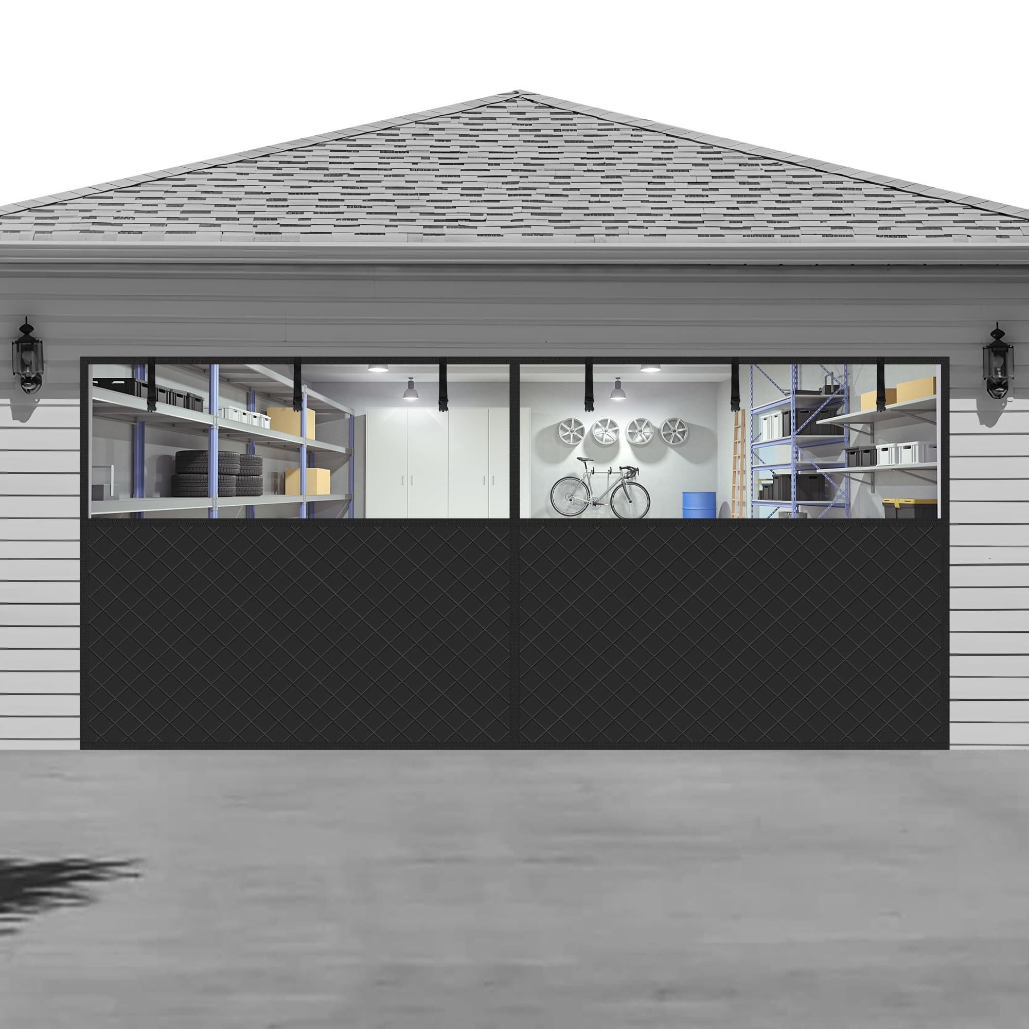 LIAMST Garage Door Insulation Kit - Magnetic Thermal Insulated Door Curtain, Weatherproof, Windproof, Soundproof (16 * 7Ft)
