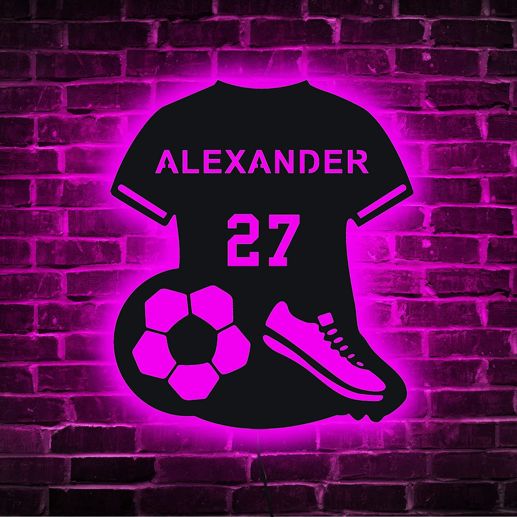 soulglass Insegna Al Neon Personalizzata Della Maglia Da Calcio, Decorazione Da Appendere Alla Parete, Regalo Di Compleanno Per Figlio Amante Del Calcio, Insegna Della Maglia Da Calcio