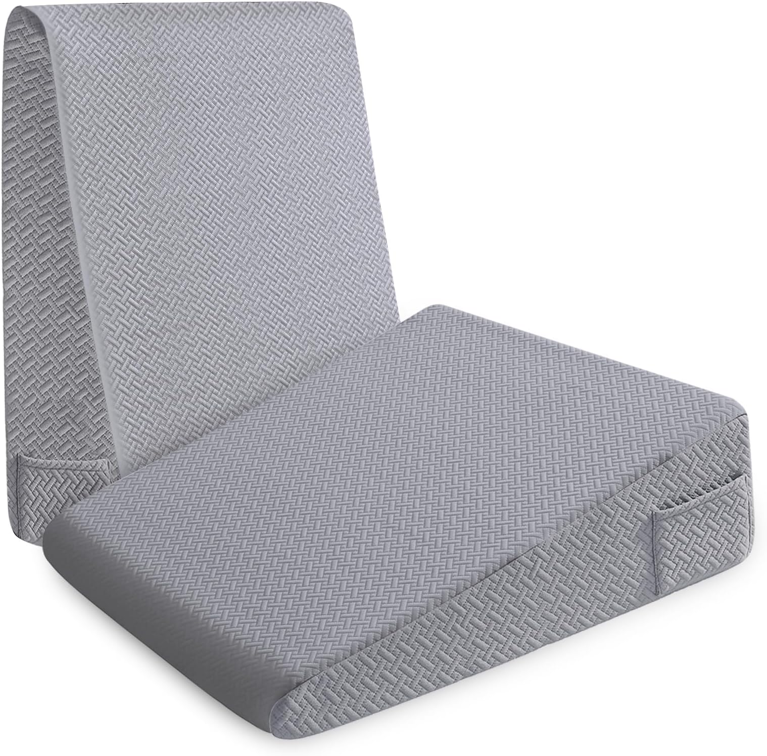 Sasttie Wedge Pillow for Sleeping, 7.5 Inch Memory Foam Incline Elevated Pillow Wedge with Pockets, Triangle 25 Degree Wedge Pillows for Post Surgery, Acid Reflux and Snoring, Solid Dark Grey
