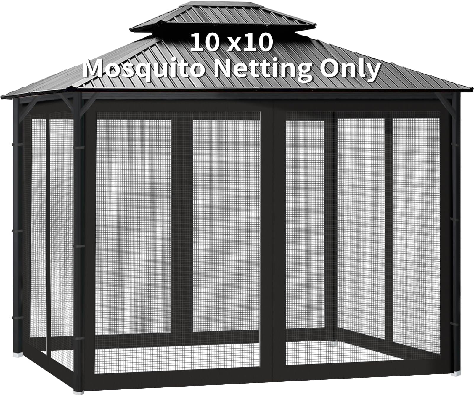 10' x 10' Gazebo & Pop Up Canopy Tent Replacement Mosquito Netting (Black)