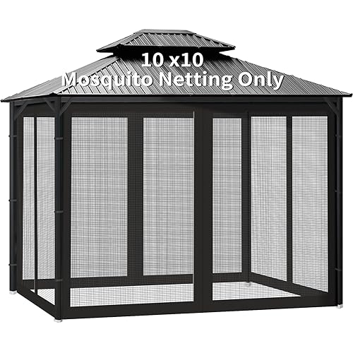 Gazebo Universal Replacement Mosquito Netting, 10' x 10' Outdoor Canopy