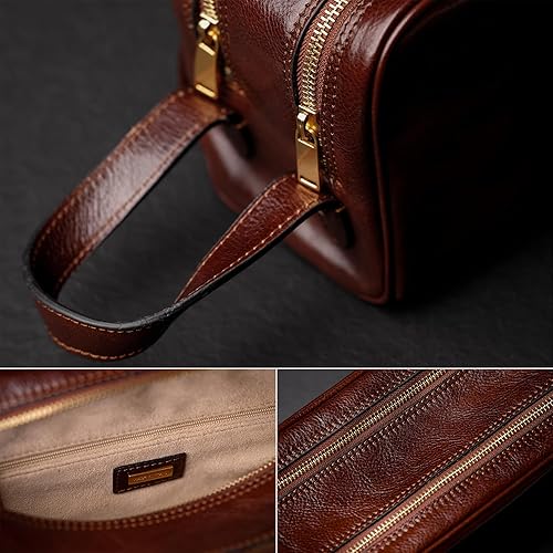 Vista 20 de Time Resistance Neceser de piel para cosméticos italiano con clase Dopp Kit Negro