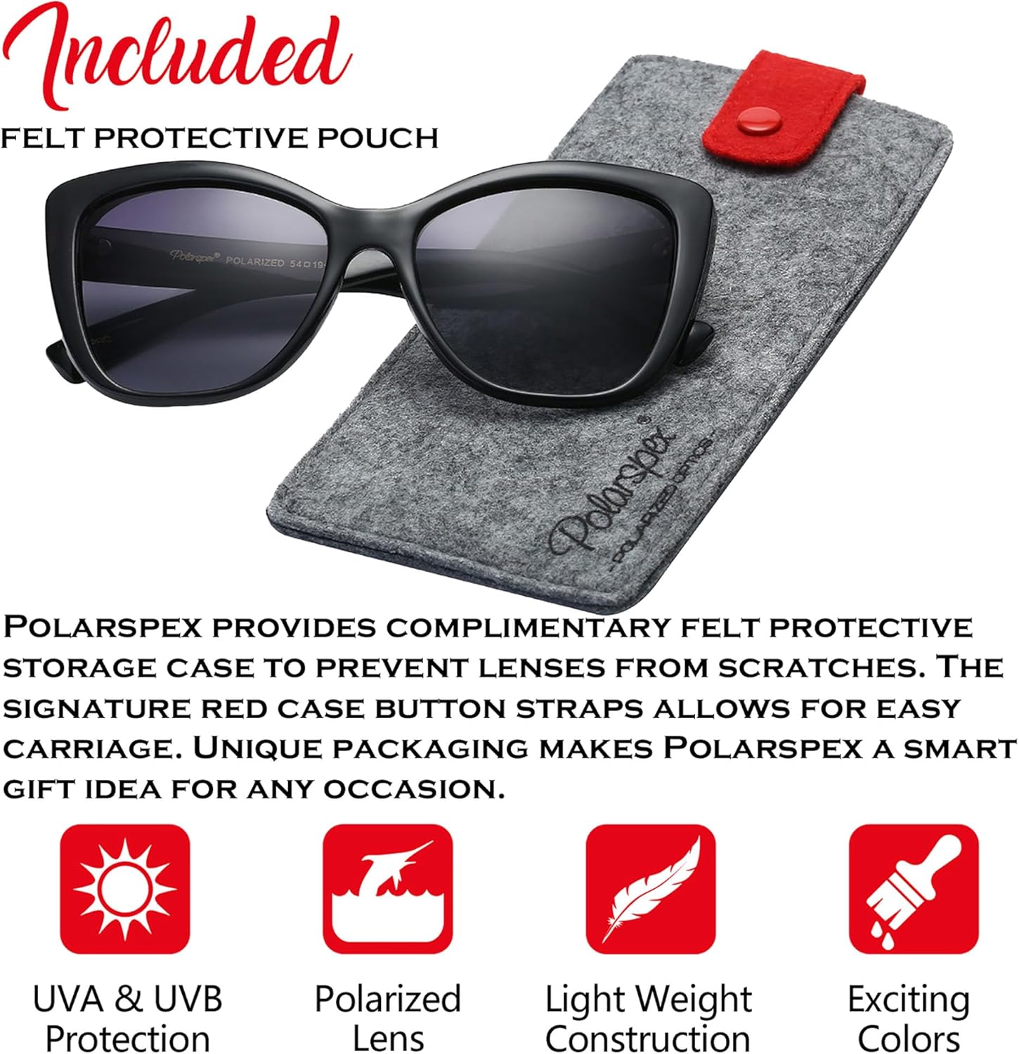 PolarSpex Polarized Cat Eye Sunglasses for Women – Oversized UV400 Celebrity Fashion Sun Glasses for Beach or Driving - Image 2