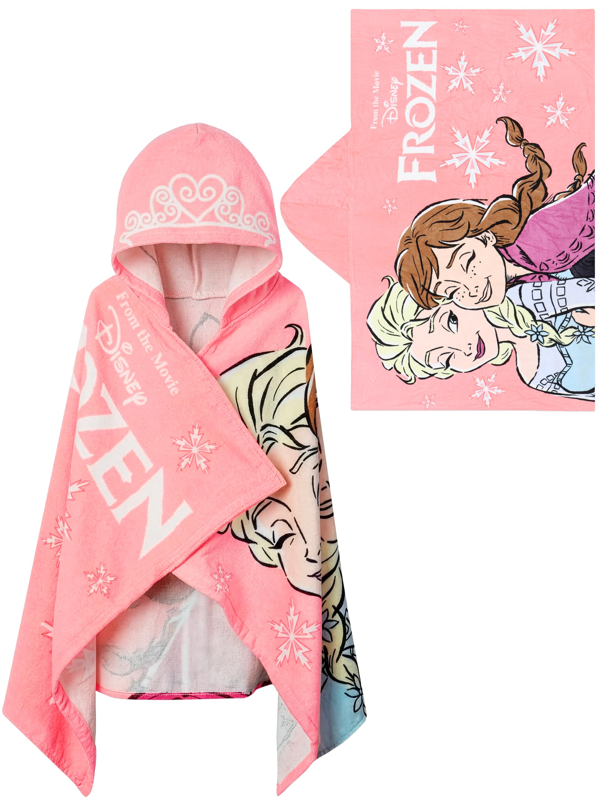 Disney Frozen Girls Swimming Towel, Elsa And Anna Wearable Bath Towel, Beach Towels For The Pool, Pink, One Size