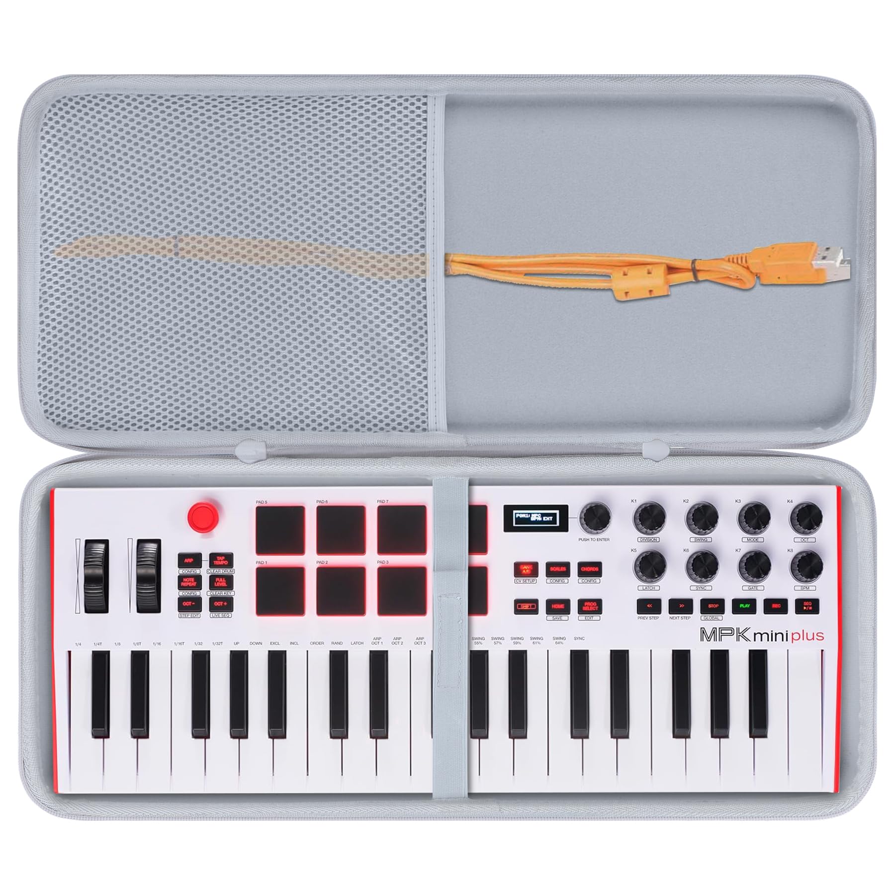 Lebakort Duro Caja Estuche Funda para Akai Professional MPK Mini Plus - Teclado Controlador MIDI USB (Blanco)