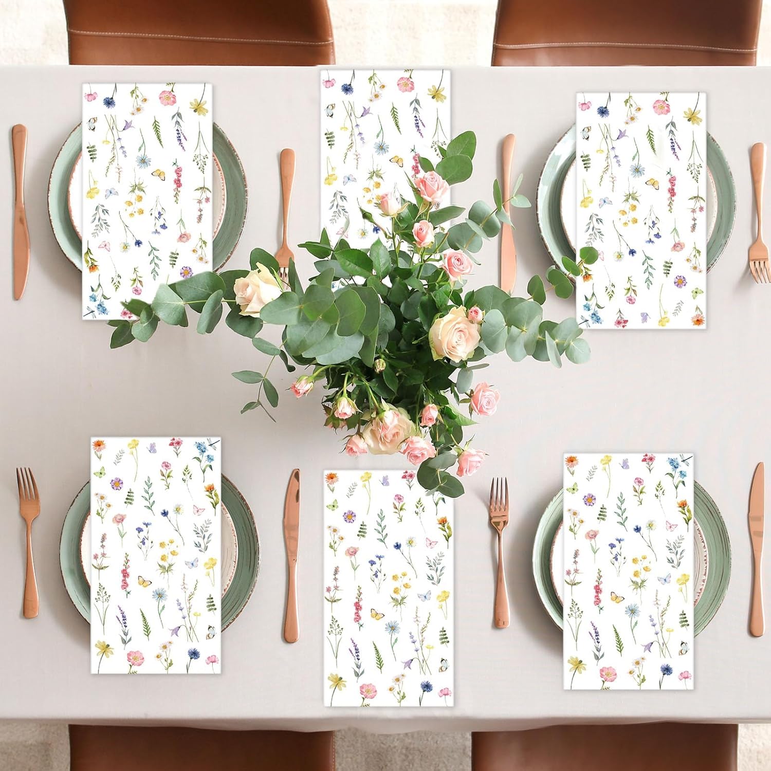 200PCS Wildflower Napkins Spring Summer Party Decorations Disposable Floral Butterfly Paper Napkin Guest Cocktail Napkin Bathroom Hand Towels for Birthday Wedding Bridal Baby Shower Tea Party Supplies
