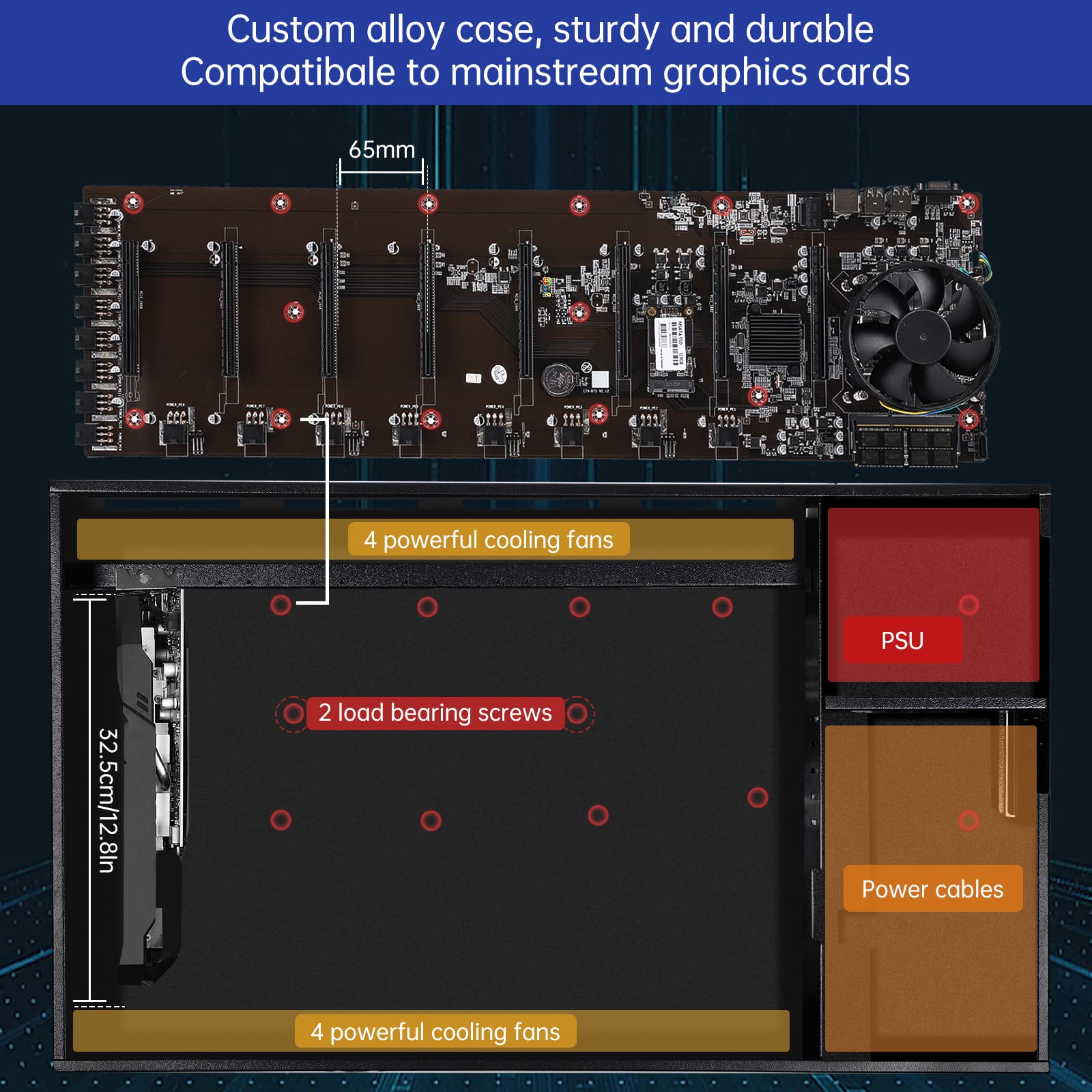 Amazon.co.jp: SUOHUI GPUマイニングリグ 完全なマイニングサーバーケース イーサリアム/ETH暗号マイニング用 8GPUマイニングマザーボード、1800W  PSU、8冷却ファン、8GB RAM、128GB SSD (GPUなし) - ブラック : パソコン・周辺機器