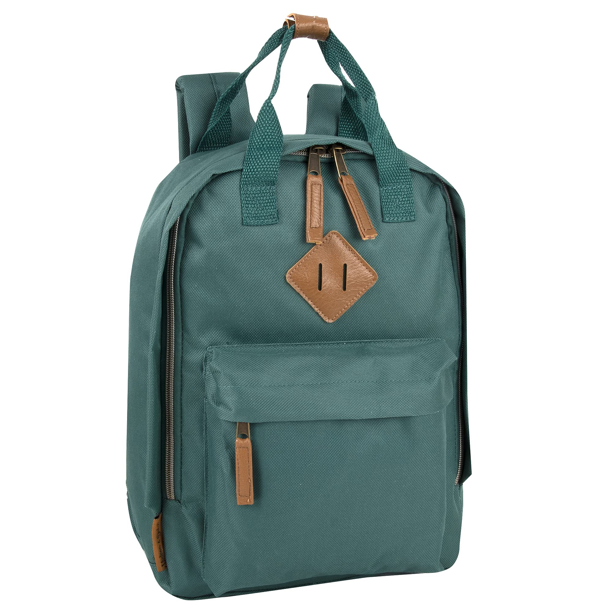 MADISON & DAKOTA Canvas Mini Backpack for Everyday & Day Pack Rucksack in Solid Color Blocks (Kale)