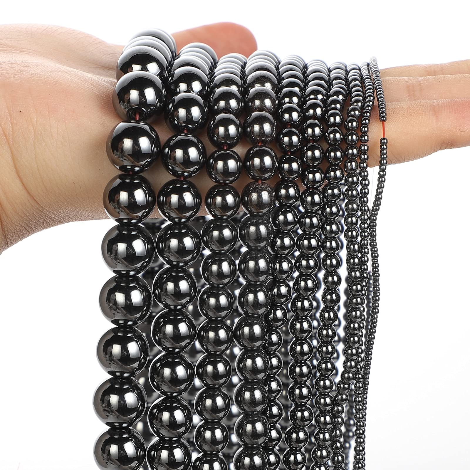 Natuursteen kralen 24-zijdige cut-hoek zwarte hematiet ronde kralen for sieraden maken handwerken armband Diy (Item Diameter : 10mm about 41 pcs