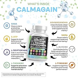 Clean Nutraceuticals GABA 750mg 5 HTP 200mg L Tryptophan 500mg L Theanine 200mg Ashwagandha SAM-e L-Glycine - Mood Support Vitamins for Women and Men with L-Tyrosine (90 Count (Pack of 2))
