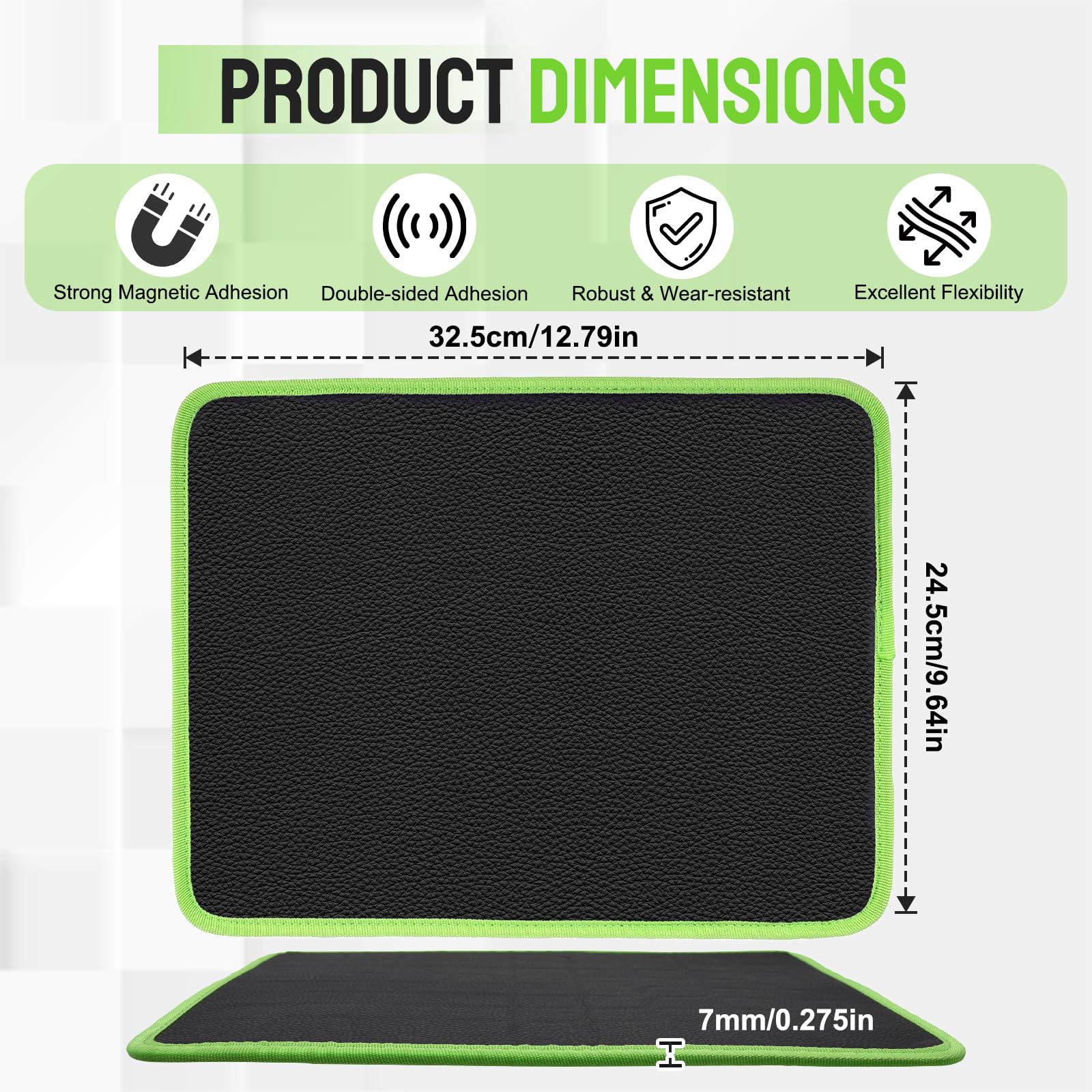 Tappetino magnetico in PVC, resistente tappetino magnetico per attrezzi, tappetino magnetico per viti, dadi, rondelle, utensile magnetico per officine, garage, riparazione auto, 32,5 x 24,5 cm
