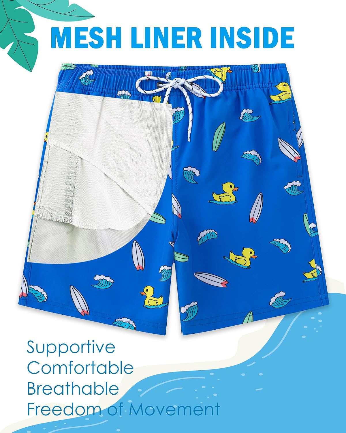 Aueyan Boys Swim Trunks Funny Bathing Suit,Big Boy Graphic Swimwear Size 7-16 image 3
