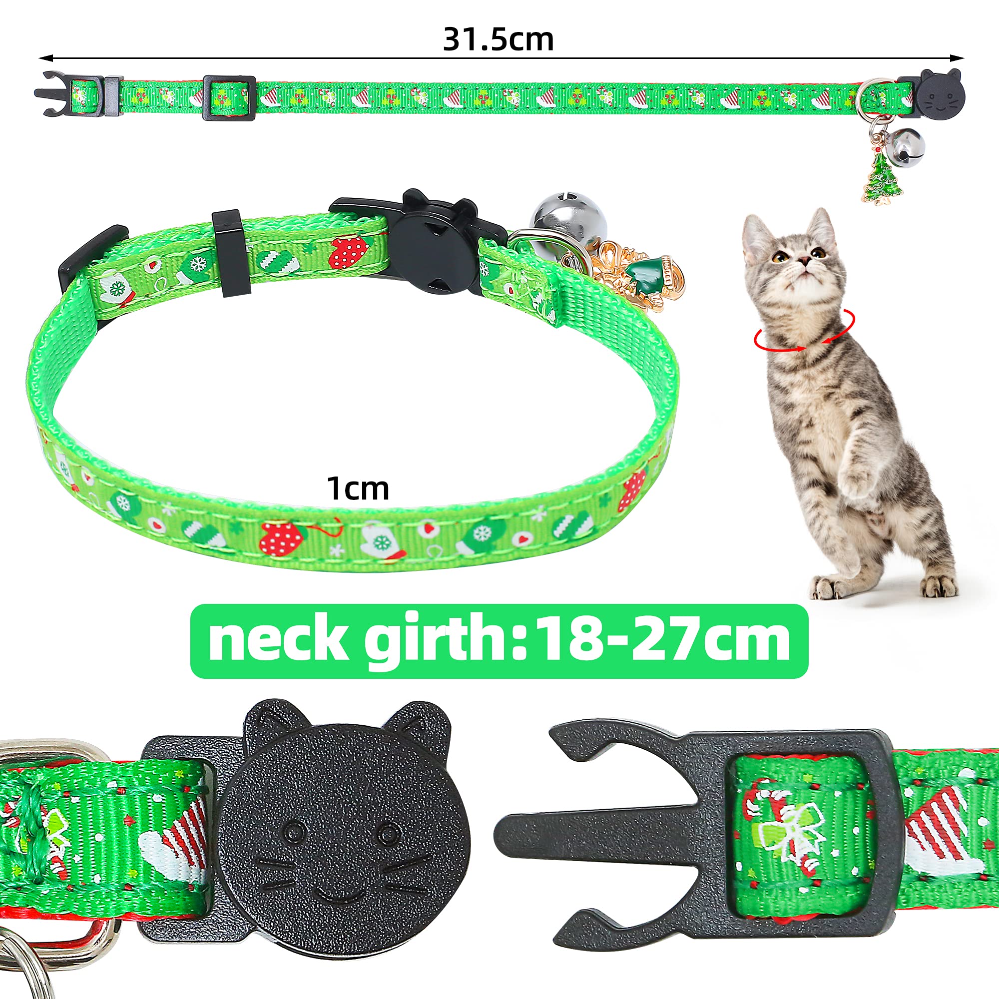 Weihnachts-Katzenhalsbänder 3er Set – Mit Glöckchen, Verstellbar 17,8–30,5 Cm, Sicherheitsschnalle, Für Katzen & Kleine Haustiere
