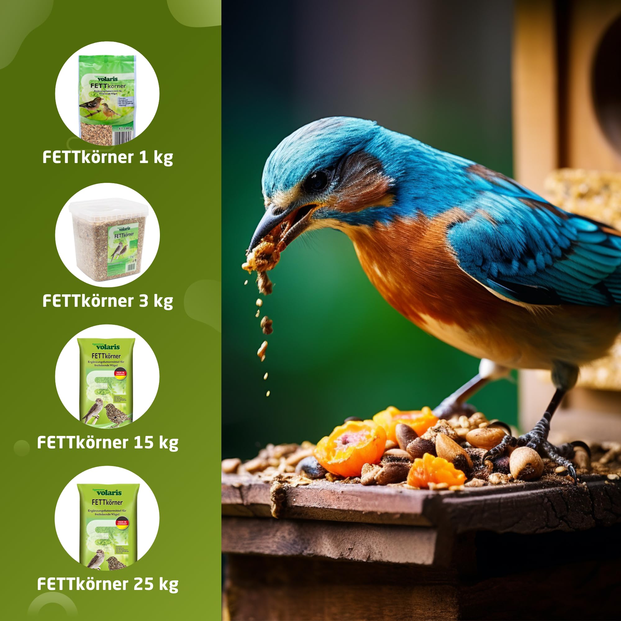Eggersmann volaris Vogelfutter Wildvögel ganzjährig 15 kg [Fettkörner] Wildvogelfutter für das ganze Jahr | Fettreiches Streufutter für alle Vogelarten