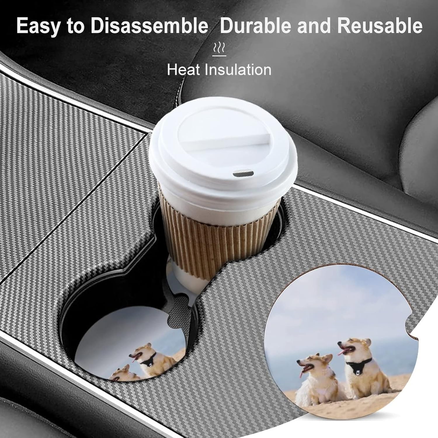 Custom Car Coasters for Cup Holder, Add Your Design Image Logo Text Personalized Car Coasters for Drink Decorative Cup Coasters for Car (2) - Image 5