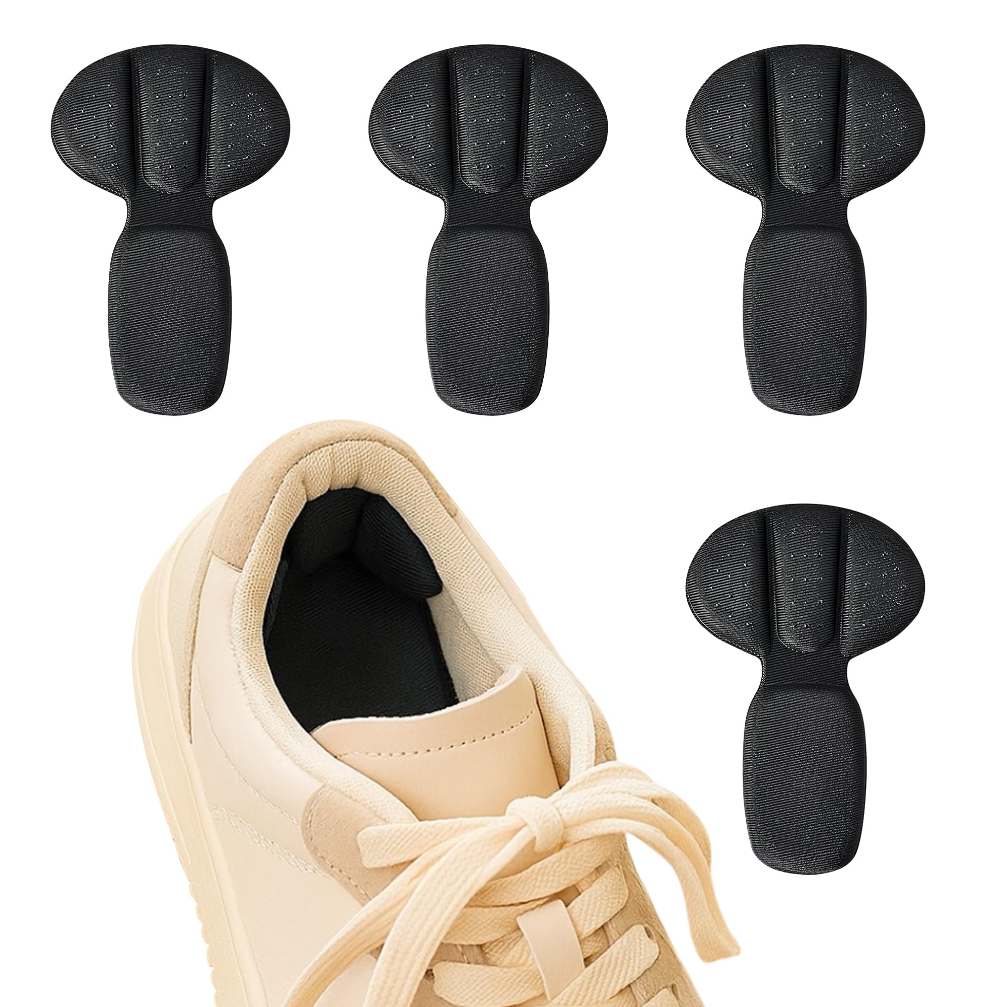 WY LIGHTING LEVELBack of Heel Cushion Pads, 4Pcs Mesh Adhesive Heel Grips Inserts for Boots, Loose Shoes Too Big, Reusable Heel Guards Liners for Women Men, Anti Blister Shoe Liners Heel Protectors (Black)
