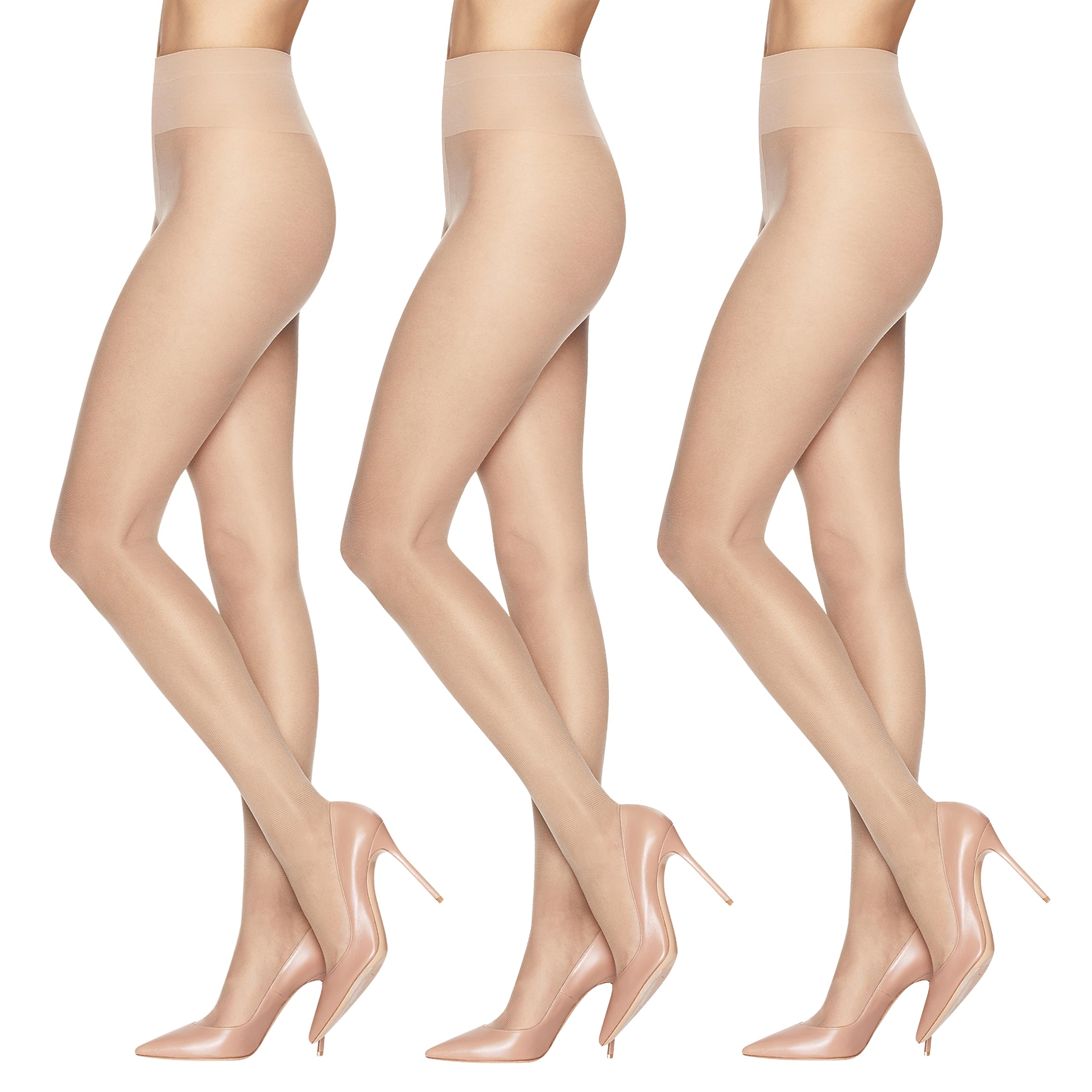 L'eggs Sheer Women's Energy Standard-Panty Sheer Toe Nylon Pantyhose, Nude 3-pack, L
