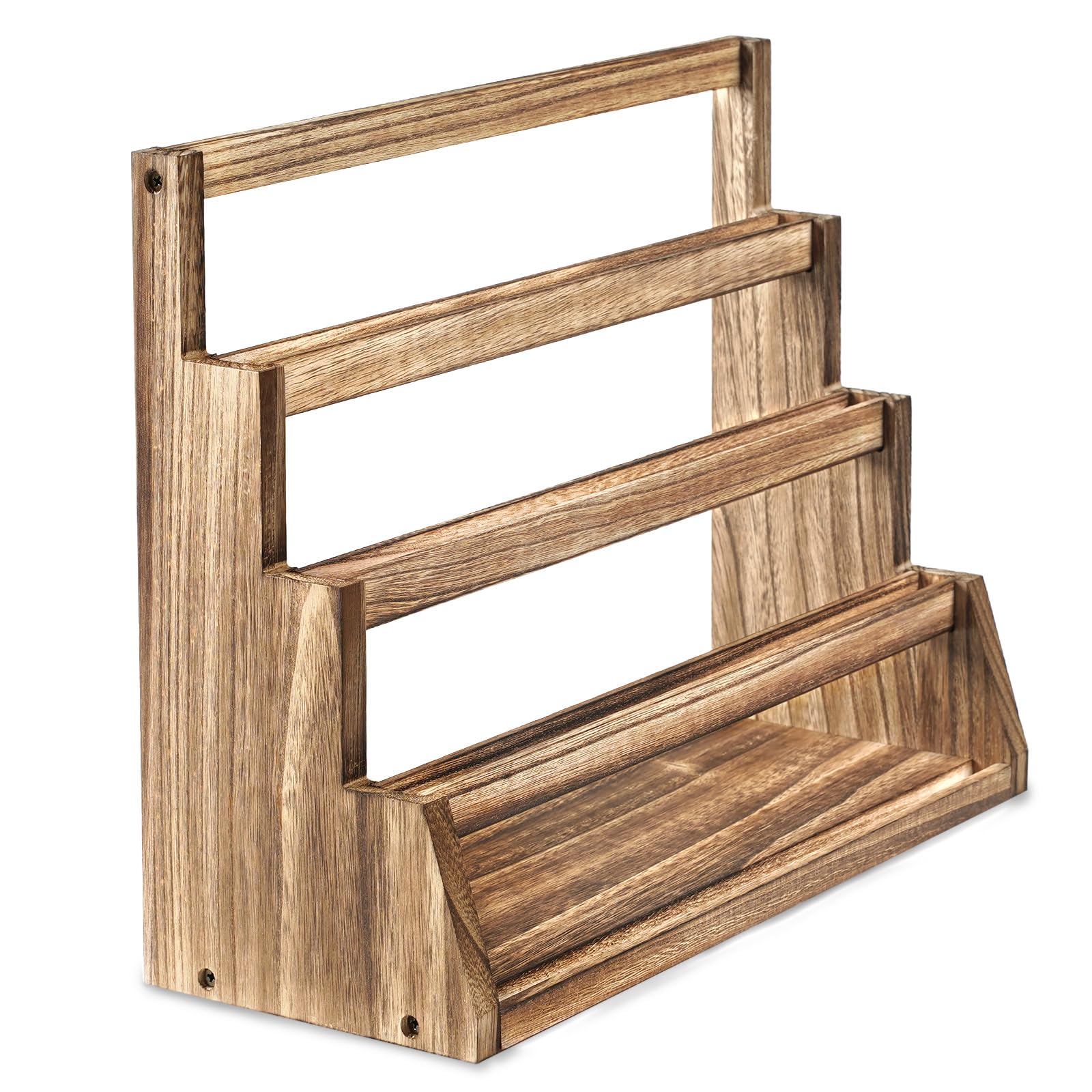 Expositor de tarjetas coleccionables, 4 niveles, madera, soporte para tarjetas de béisbol, soporte para tarjetas con soporte para tarjetas y compartimentos ajustables para tarjetas deportivas